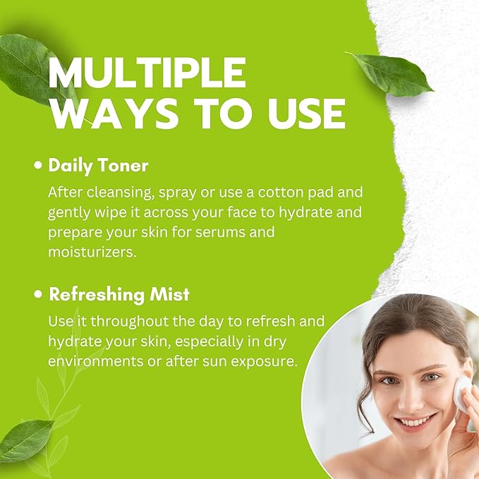 Green Tea Matcha Facial Toner Mist with Lemon, Refreshing, Moisturizing, and Soothing Face Toner, with Jojoba Oil, Castor Oil, Snail Filtrate,120ml