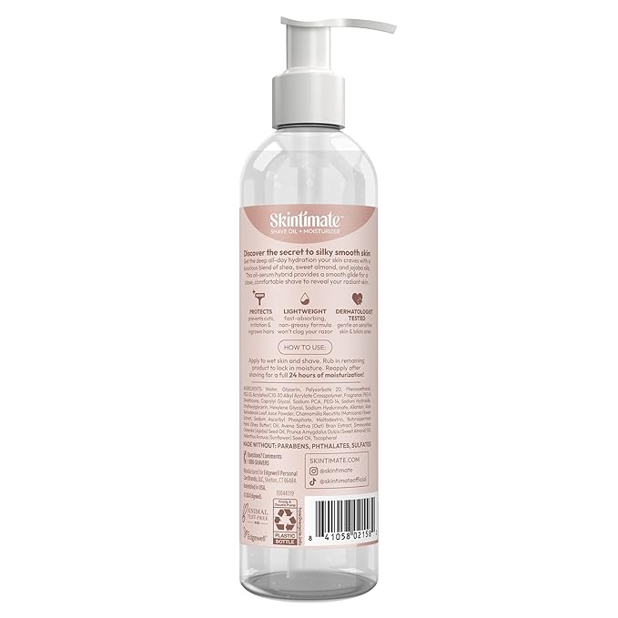 Skintimate 2-in-1 Shave Oil & Moisturizer, Coconut Bliss, 7.3oz | Shaving Oil, After Shave for Women Bikini Area Moisturizer with Vitamin E and Aloe, Shaving Cream Alternative, 7.3 fl oz