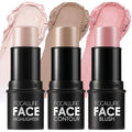 FOCALLURE 3PCS Cream Contour Stick - Highlighter Bronzer Blush Set for Face Sculpting, Non-Greasy Longwear Makeup, Easy to Blend with Natural Matte Finish,SET 1