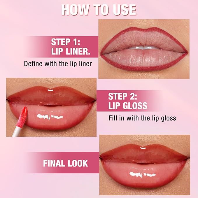 Jolilab Matte Lip Liner Lip Oil Set, Lip Makeup Set Natural Smooth Long-Lasting And Hydrating Beauty Daily Cosmetics Gift for Girls Easy-to-Use(4pcs)