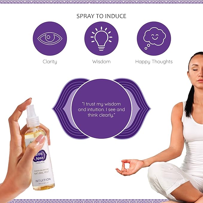 Third Eye Chakra Natural Mist by Aromafume | 100ml/3.3 fl oz | Ajna | Aromatherapy Spray for Chakra Balance | Rose & Juniper Extracts | Essential Oil Spray for Meditation, Yoga, Reiki