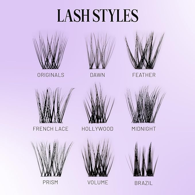 Lilac St - Feather Natural Faux Eyelash Clusters (12mm) - Cat Eye Look - DIY Lash Extension Wisps - Lightweight & Lifelike - Lasts 10 Days - Cruelty Free, Vegan, Women Founded - 10 Lashes