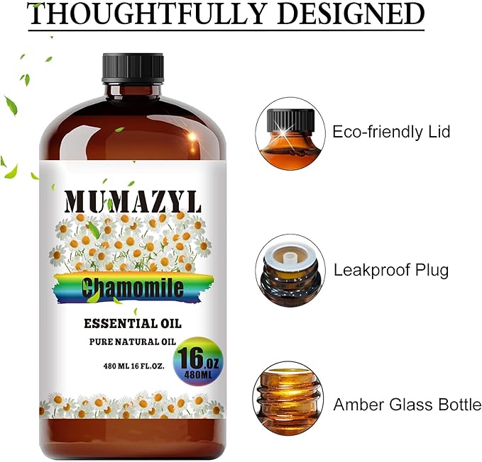 Chamomile Essential Oil, Chamomile Oil 16 Fl Oz 480ML for Diffuser Humidifier Yoga Cleaning DIY Candle Soap Making Essential Oils