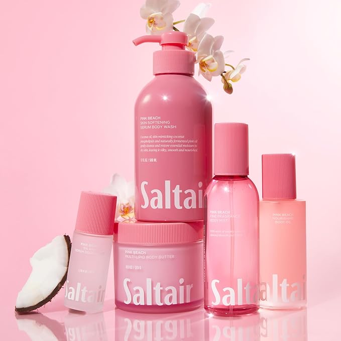 Saltair Multi-Lipid Body Butter - Rich, Nourishing Pink Beach Hydrating Body Cream with Ceramide Complex, Coconut Oil, Shea Butter, and Sea Buckthorn. Deep Moisturizing Dry Skin Care. 10oz Jar