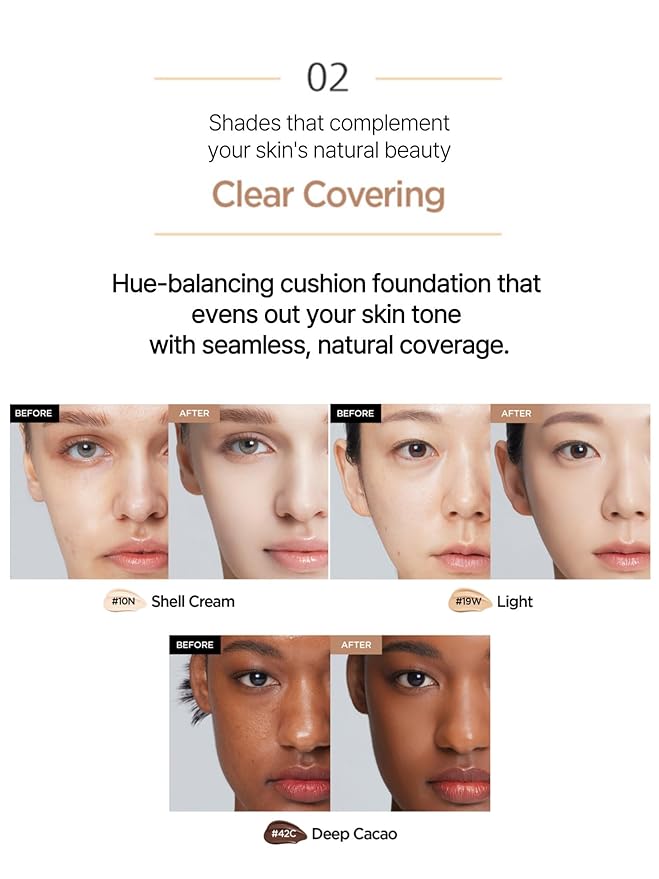 JUNG SAEM MOOL Essential Skin Nuder Cushion 40N Chestnut 0.49 Fl Oz, No Refill, Natural Radiant Finish Cushion Foundation with Buildable Coverage, Lightweight Texture, Korean Foundation Makeup