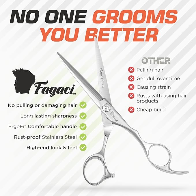 Fagaci Hair Thinning Scissors 6" with 440C Steel, Ultra Sharp & Superior Cuts Texturizing Shears, Extreme Durability Texturizing Scissors, Barber Thinning Shears, Hair Cutting for Women & Men
