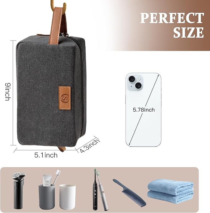 Janhavi Waterproof Makeup Bag Traveling,Groomsmen Gifts,Men's Accessories Case, Cruise Essentials Travel Bag, Engraved Initials & Wheat Ear, Mens Travel Bag Toiletry, Travel Essentials (Dark Grey Y)