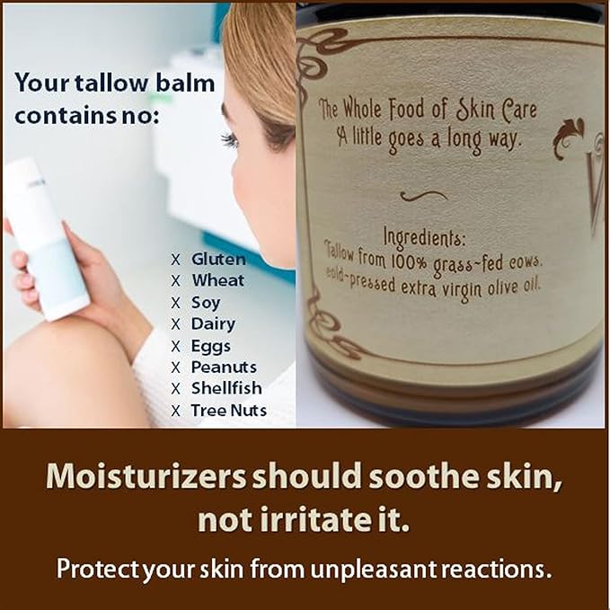 Vintage Tradition Beef Tallow All Purpose Balm – Healing, Hydrating Floral Skin Care Salve Replaces Body Lotion, Hand Cream, More – Essential Oil, Olive Oil, and Grass-Fed Tallow, 2 fl. oz.
