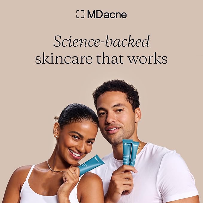 MDacne Clarifying Clay Face Mask - Deep Pore Detox with Australian Pink Clay - Detoxifying, Exfoliating & Brightening - Reduce Skin Redness & Irritation for Sensitive Acne-Prone Skin (1 Pack)