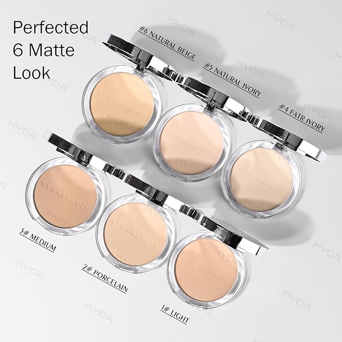 KYDA Mineral Powder, SPF 35, 4-in-1 Mineral Pressed Powder Foundation with Concealer and Setting, Matte Weightless Pressed Foundation, Light to Medium Coverage, #MEDIUM