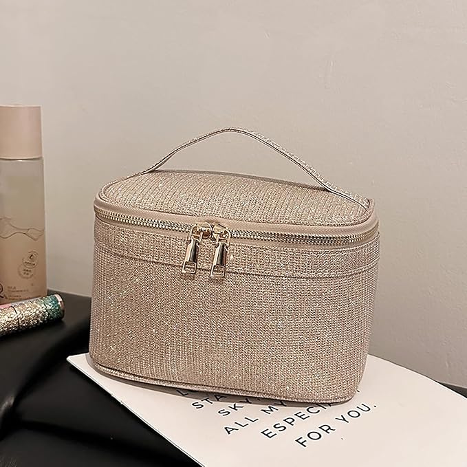 EURYNOME Makeup Bag with Custom Letter Y, Water-Resistant Travel Organizer Pouch, (8.3x5.1x5.1 Inch) Cosmetic Case for Women