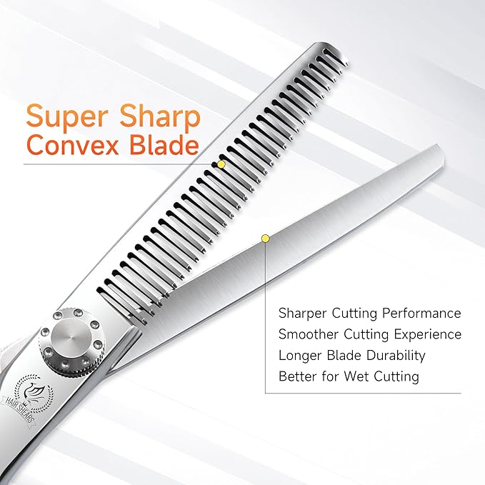 Fenice Peak Hair Thinning Scissors 6.0'' Barber Texturizing Shears 440C Thinner Hair Scissors with Engraving Handle for Salon and Home User