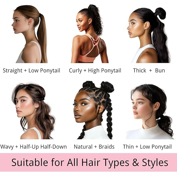 LuSeren 120 Pcs No Damage Hair Ties for Thick Hair, Large Soft Seamless Nylon Hair Elastics for Women, Ponytail Holders, Hair Accessories – Neutral Colors