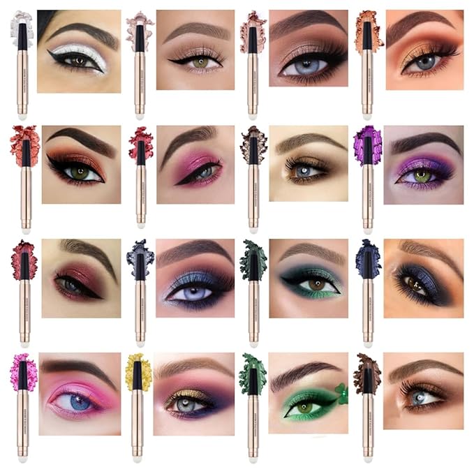 Gold Eyeshadow Stick Makeup, Long-Lasting Waterproof Eye Shadow Pencil, Hypoallergenic Smudge-Proof Glitter Primer Palette Shimmer Eyeliner, Easy to Blend Eye Make Up