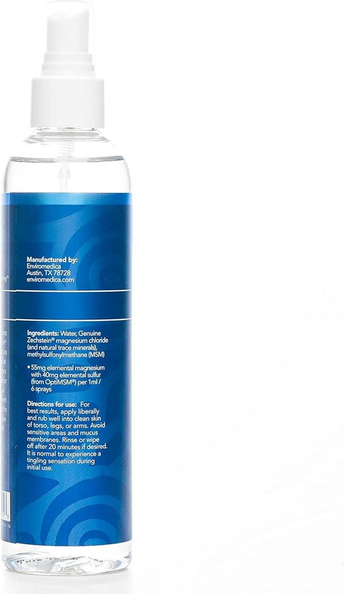 Ancient Minerals Ultra Magnesium Oil Spray with MSM - a Pure Zechstein Topical Magnesium Chloride with The Added Benefits of OptiMSM (4oz)