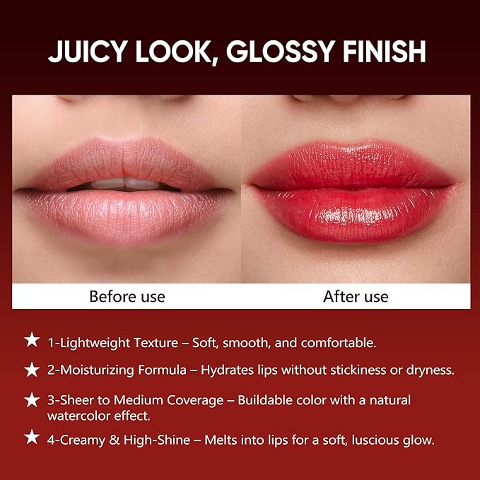 Deep Red Moisturizing Lipstick – Hydrating Cream Lip Balm for Dry, Chapped Lips, Bold Glossy Finish, Lightweight Vegan Lip Color, Long-Lasting Smooth Wear for Women & Girls (Cinnamon Rose)