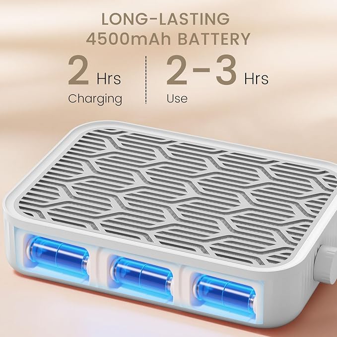 Nail Dust Collector Cordless - Rechargeable Nail Dust Collector Quiet & Powerful Suction, Professional Nail Tech Dust Collector for Acrylic Gel Polish Manicure Pedicure at Salon&Home