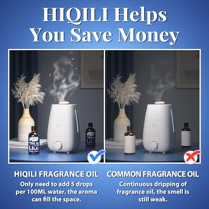 HIQILI Lilac Fragrance Oil for Candle, Soap, Perfume Making, Essential Oil Diffuser Use, Long-Lasting Floral & Soothing Scents - 3.38 Fl Oz