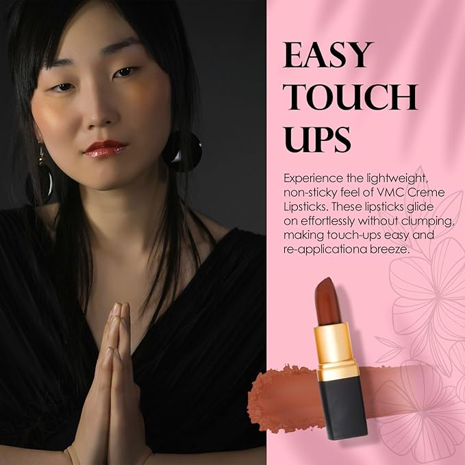 Vera Moore Creme Lipstick, Long Lasting, Lightweight, Moisturizing Opaque Color with Staying Power, Fragrance, and Paraben Free Cosmetics Soft Lipstick (Kiss N Tell)
