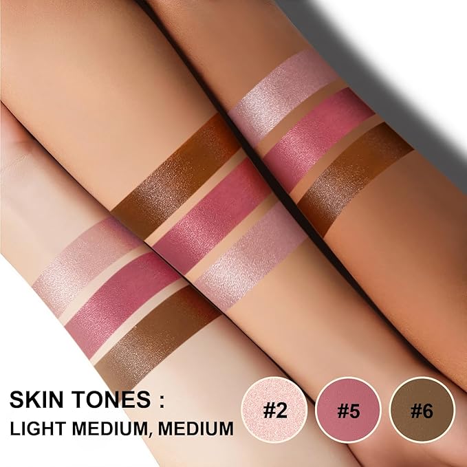 Lezero 3Pcs Contour Stick Makeup Kit, Shades with Highlighter, Blush and Bronzer Stick for Sculpt the Face and All Skin Type, Long Lasting, Smooth, Dewy & Matte Finish, LIGHT MEDIUM