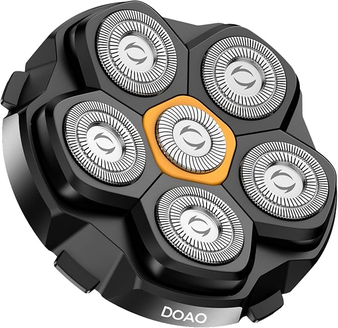 Replacement Head for Men's Shaver, DOAO Flexible 6D Electric Shaving Head, Waterproof and Cordless with Magnetic Blade for Bald Men (A6 Head)