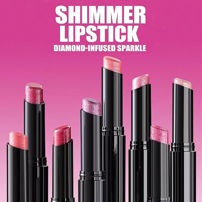 Pink Red Lipstick For Women Matte Nude Glitter Highly Pigmented Moisturizing Lip stick Hypoallergenic Waterproof Long Lasting Lipsticks Quick Makeup Lightweight Portable # 01
