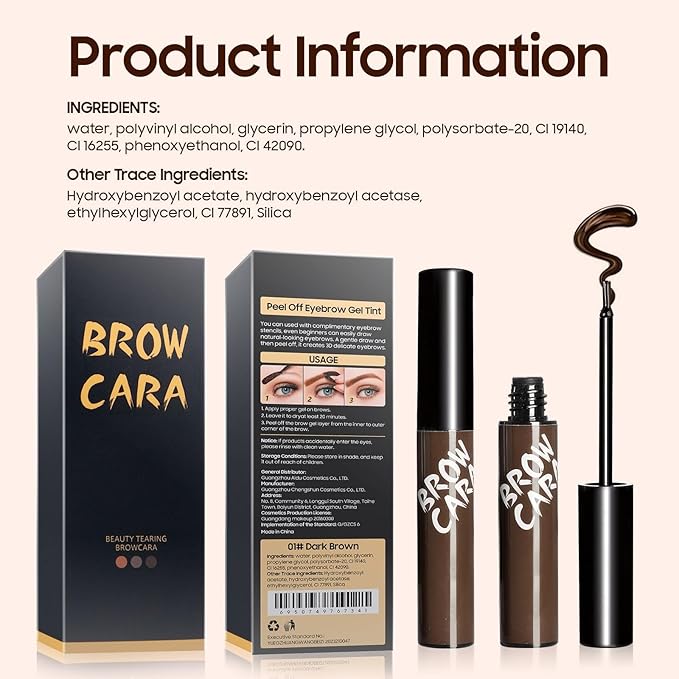 Eyebrow Gel - Eyebrow Pencils for Women, Longwearing Waterproof Volumizing Buildable, Locks Brow Hairs in Place for Fuller & Defined Looking Brows (Gray Brown)