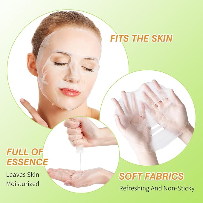 30 Sheets Face Masks Skincare, Hydrating Variety Face Mask For Sensitive Skin, Moisturising Sheet Mask for Women, Soothe Facial Masks for All Skin Types, Fruit Sheet Face Mask Skincare for Spa