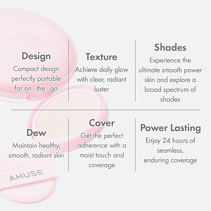 Amuse SEOUL DEW POWER VEGAN CUSHION ([REFILL] 02 HEALTHY) | Dewy, glow, long-lasting, clean beauty, lightweight, natural look, foundation for sensitive skin, hydrating cushion