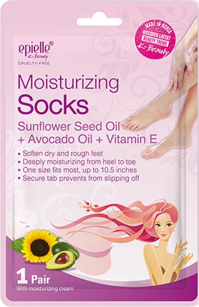 Epielle Moisturizing Foot Mask 6 Pairs, Deep Moisturizing Socks for Dry, Cracked Feet, Self Care Gifts for Women, Spa Kit, Stocking Stuffers, Thanksgiving Essentials