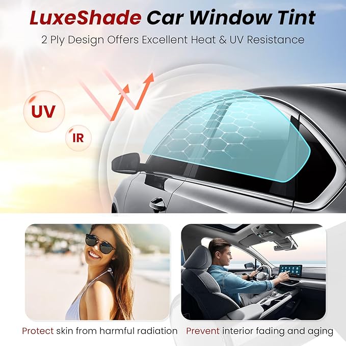 Car Window Tint, 2 PLY 5% VLT Premium Carbon HD Window Roll for Car, Home 24" in x 100'Ft Automotive Car Tint Privacy Film with Strength Adhesive, Blocks UV/IR Rays, Reduce Heat & Glare