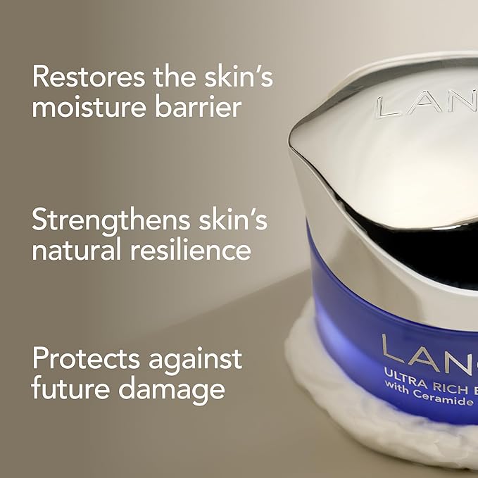 Lancer Ultra Rich Barrier Cream with Ceramide and Jojoba, Intense Moisturizing Skin Barrier Repair Cream for Dry Skin and Wrinkles (1.7 oz)