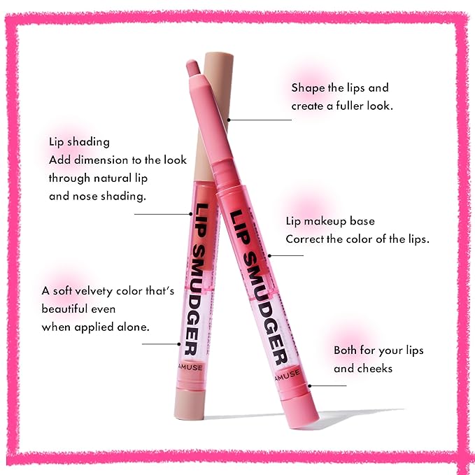 Amuse Seoul Lip Smudger (02 ROSE) | nude rose | lip liner, matte, creamy, soft, velvety, cruelty-free, lipcare, long-lasting, multiuse, vegan