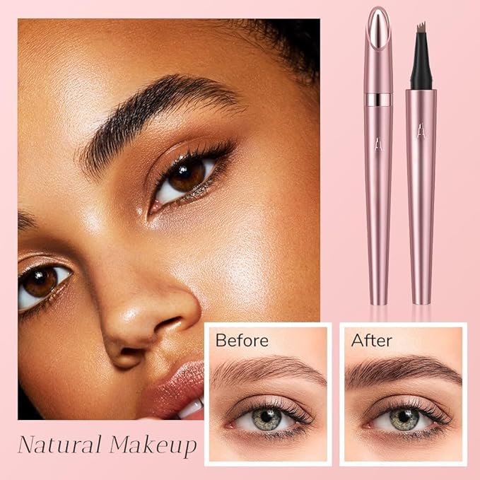 2025 Premium Microblading Eyebrow Pen, Waterproof Eyebrow Pencil, Eye Brow Pen with 4 Tip, Natural Magic Eyebrow Makeup Fine Stroke Contouring Pencil Long-Lasting Stay on All Day (Gray)