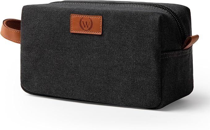 Janhavi Waterproof Makeup Bag, Travel size Toiletries Bag, Men's Accessories Case, Personalized Laser Engraved Initials & Wheat Ear, Travel Bags for Men, boyfriends Gift Box Men(Dark Grey W)