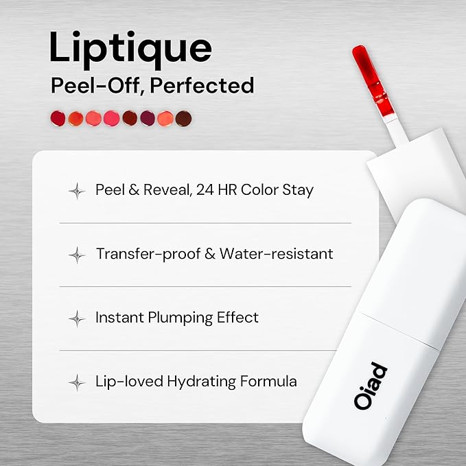 Liptique Korean Lip Stain Peel Off - 24 Hour Long Lasting Lip Tattoo, Waterproof & Transfer Proof, Nourishing & Hydrating Lip Tint for Women, Instant Plumping Lip Tints Peel Off (008 BROWYY)