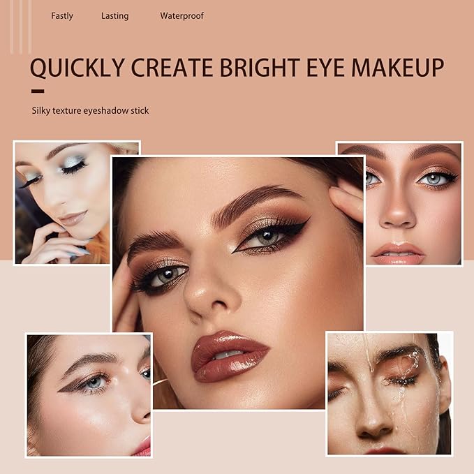Colorful Shimmery Eye Shadow Stick Glittering Eye Shadow Stick Set with Retractable and Waterproof Eyeshadow Pencil for Long-Lasting Makeup Eyeshadow (Type B 8 Pcs)