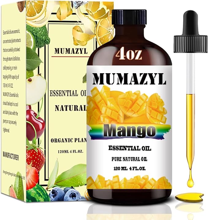 Mango Essential Oil, Mango Oil 4 Fl Oz 120ML for Diffuser Humidifier Yoga Cleaning DIY Candle Soap Making Essential Oils