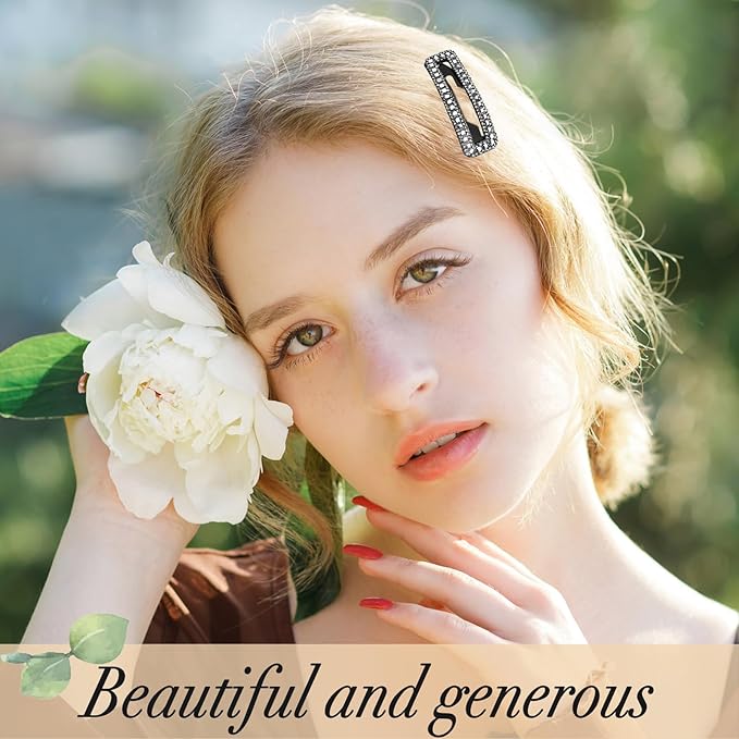 Rhinestone and Crystal Hair Clips 2-Pack, Sparkly Barrettes & Elegant Bling Accessories for Women & Girls(Set5)