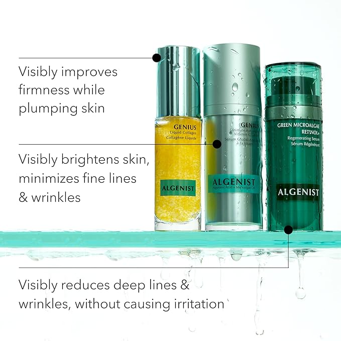 Algenist GENIUS Mini Liquid Collagen Serum - Firming and Hydrating Face Serum with Collagen + Vitamin E - Helps Visibly Minimize Fine Lines + Wrinkles and Improve Elasticity (0.21 oz)