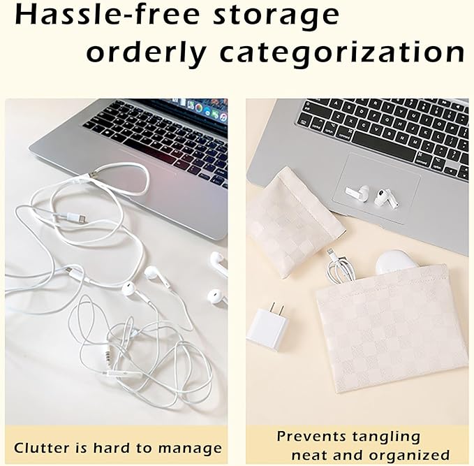 Leather Pocket Cosmetic Bag for Purse,Coin Purse Lipstick Cosmetic Accessories Organizer, Travel Kit Storage Pouch,Waterproof Portable No Zipper Self-closing (White/Small)