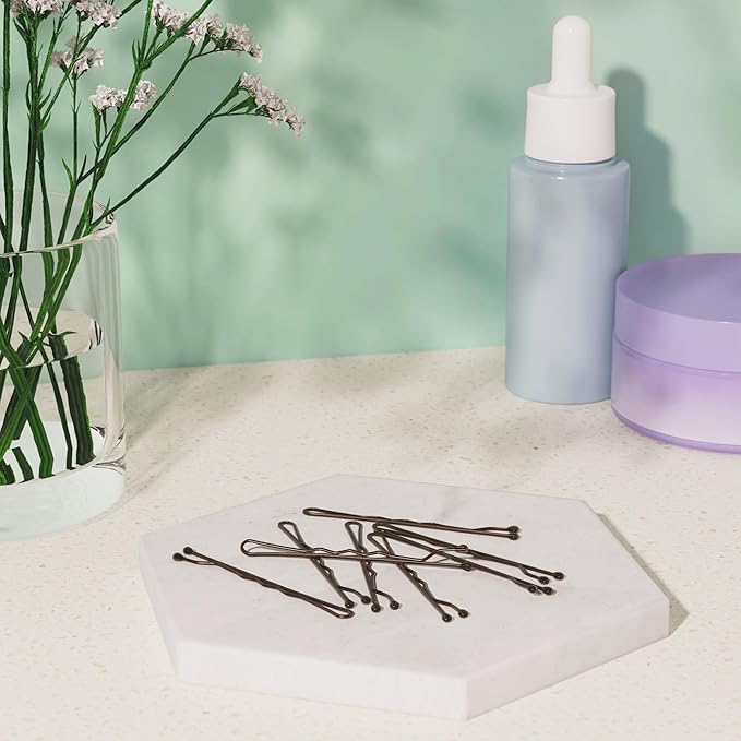 Amazon Basics No Slip Bobby Pins, 72 count, Brunette Brown, High Gloss Bobby Pins for Pain Free, Comfortable, All-Day Styling and UpDos. For All Hair Types