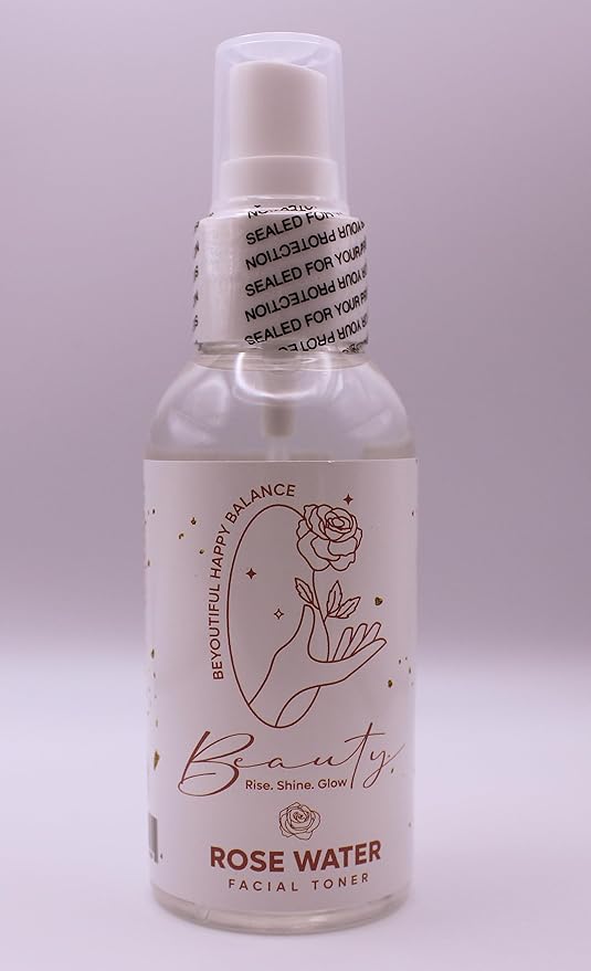 Beauty Hydrating Rose Water Facial Mist with Caviar Extract, Seaweed, Vitamin E and jojoba Oil