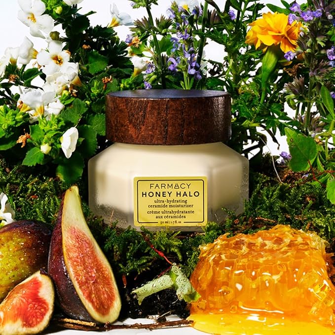 Farmacy Ceramide Face Moisturizer - Honey Halo Hydrating Facial Moisturizer for Dry Skin - Plumps, Soothes + Restores Skin with Potent Ceramides + Buckwheat Honey for a Dewy, Healthy Glow (100ml)