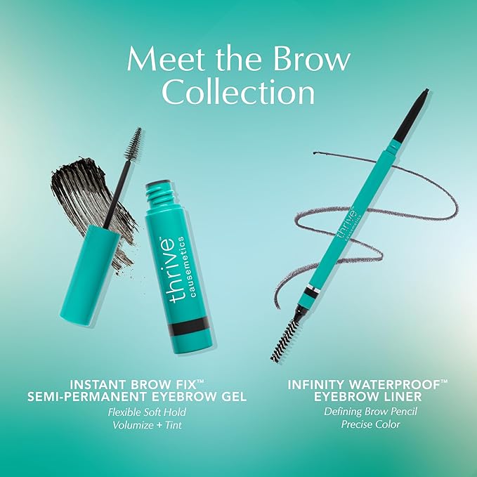 Thrive Causemetics Instant Brow Fix Semi-Permanent Eyebrow Gel, Waterproof Tinted Eye Brow Gel with Vitamin B5, Smudge-Proof, Vegan & Cruelty Free, April (Cool Brown)