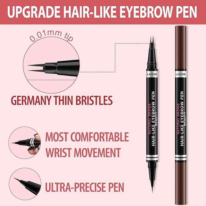 Eyebrow Pencil, 2-in-1 Waterproof Eyebrow Pen, with 2 Tip Microblading Eyebrow Pencil and Ultra-Precise Brow Pencil, with Eyebrow Brush, Eyebrow Pencils for Women, Natural Hair-Like Brows - Blonde