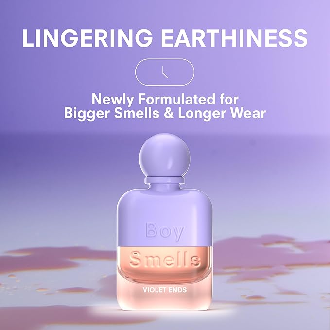 Boy Smells Violet Ends Eau de Parfum – Violet, Rhubarb, Black Tea and Incense Scent – Earthy Powdery Floral Perfume – Body Fragrance for Everyday Use – Signature Glass Spray Bottle – 50ml