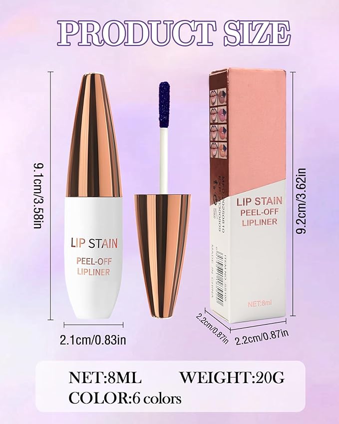 Lip Stain Peel Off, Waterproof Long Lasting Qiciy Tattoo Lip Gloss Color Peel Off Lips Tint Stain, Transfer-Proof Matte Tinted Lips Liner, High Pigmented Tattoo Lipstick Makeup Gift for Women-01 Peach