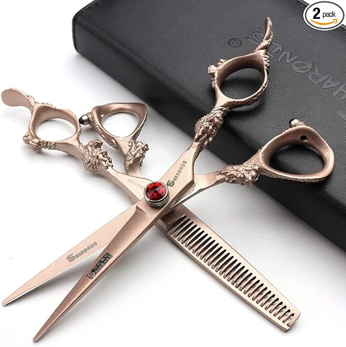 Hair Scissors 6/7/8/9-inch 440C High Hardness For Hairdressers Haircuts Cuttinging Scissors Professional Haircut(6 inch-2pc)