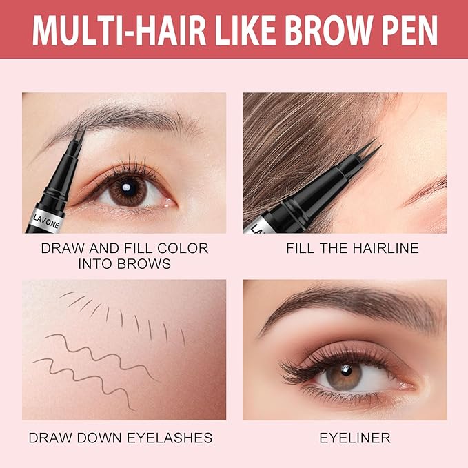Eyebrow Pencil, 2-in-1 Waterproof Eyebrow Pen, with 2 Tip Microblading Eyebrow Pencil and Ultra-Precise Brow Pencil, with Eyebrow Brush, Eyebrow Pencils for Women, Natural Hair-Like Brows - Black